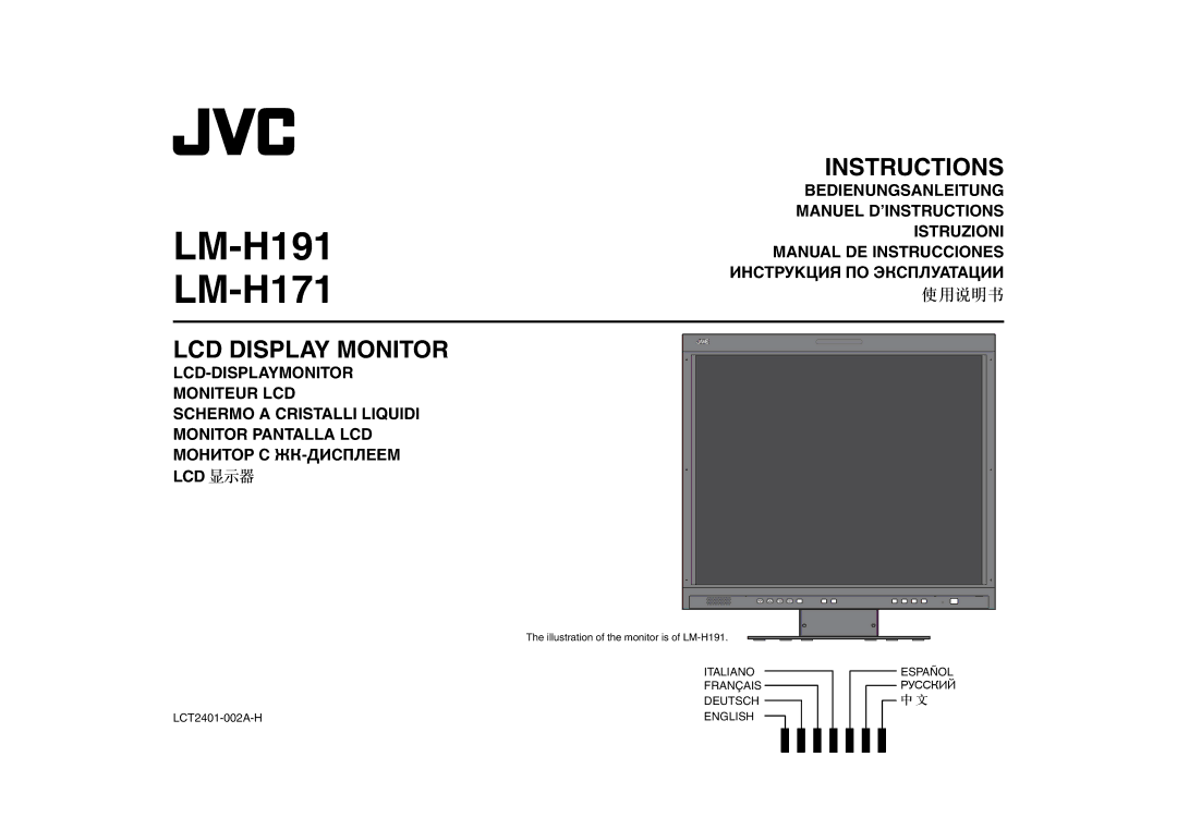 JVC manual LM-H191 LM-H171, Illustration of the monitor is of LM-H191 