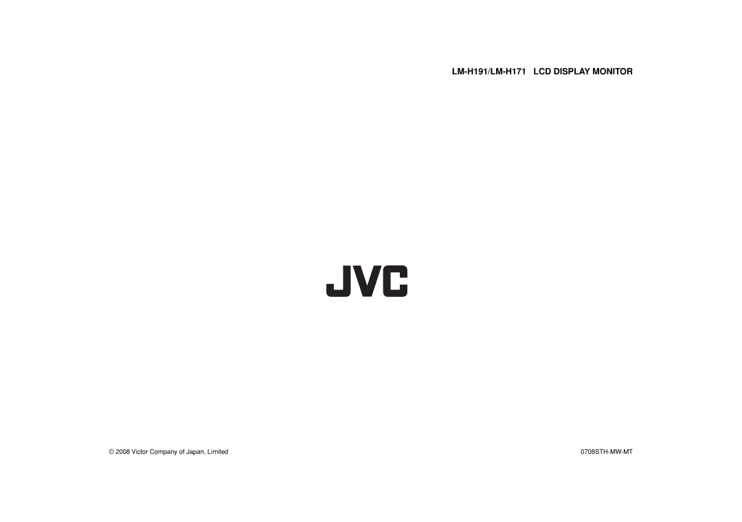 JVC LM-H171, LM-H191 manual Victor Company of Japan, Limited 