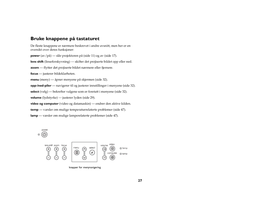 JVC LP840 manual Bruke knappene på tastaturet 