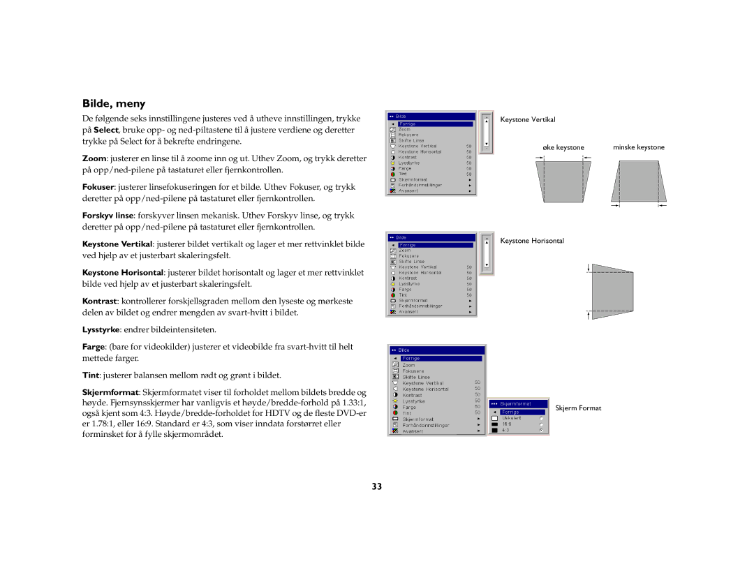 JVC LP840 manual Bilde, meny 