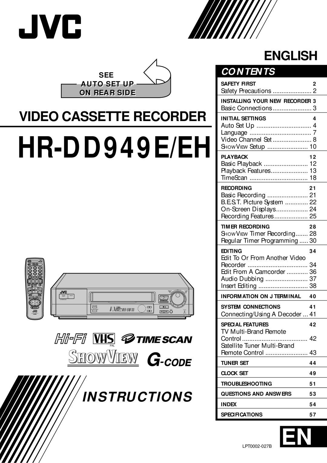 JVC LPT0002-027B specifications HR-DD949E/EH 