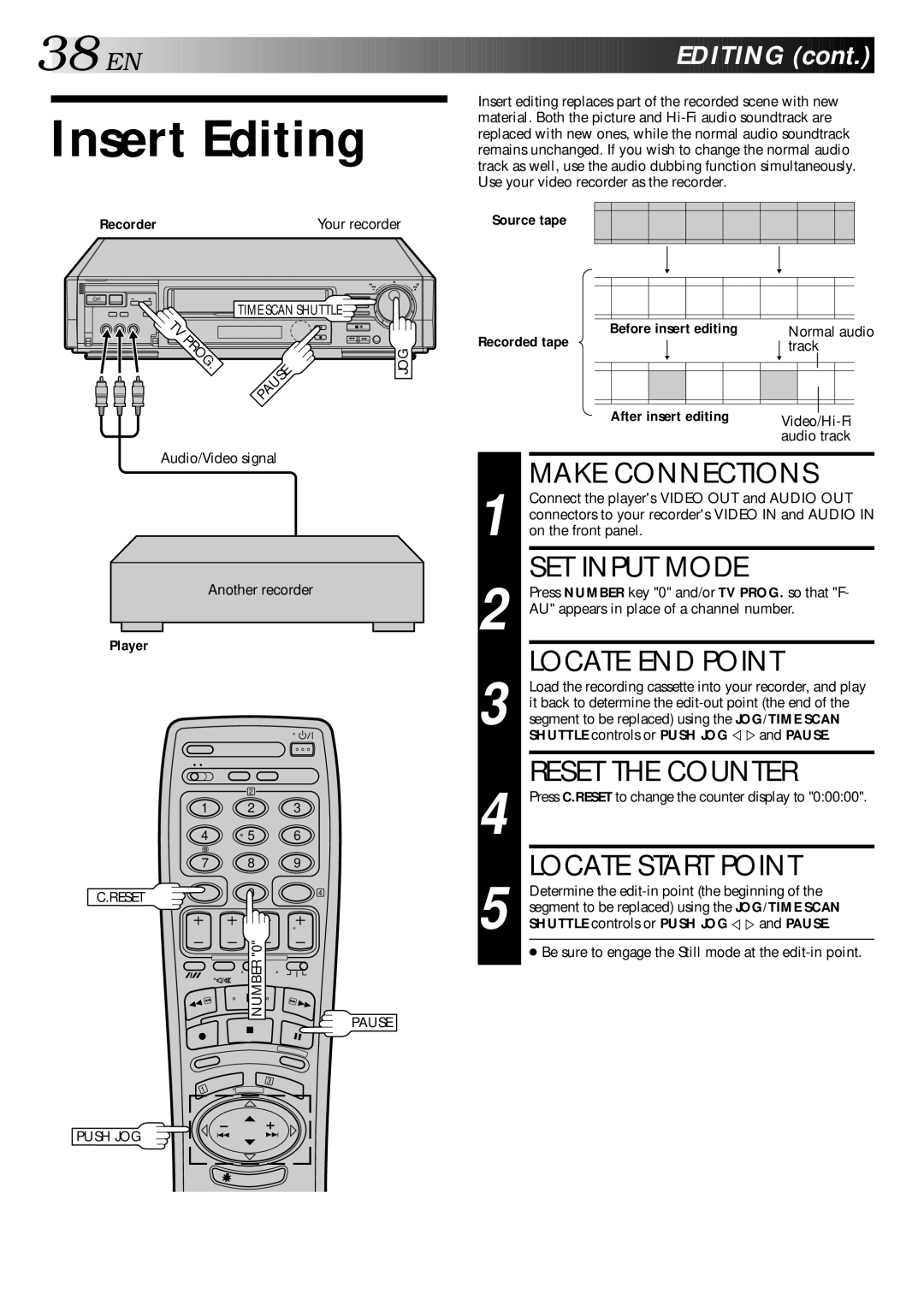 JVC LPT0002-027B specifications Locate END Point, Reset the Counter, Recorder Your recorder, Recorded tape 