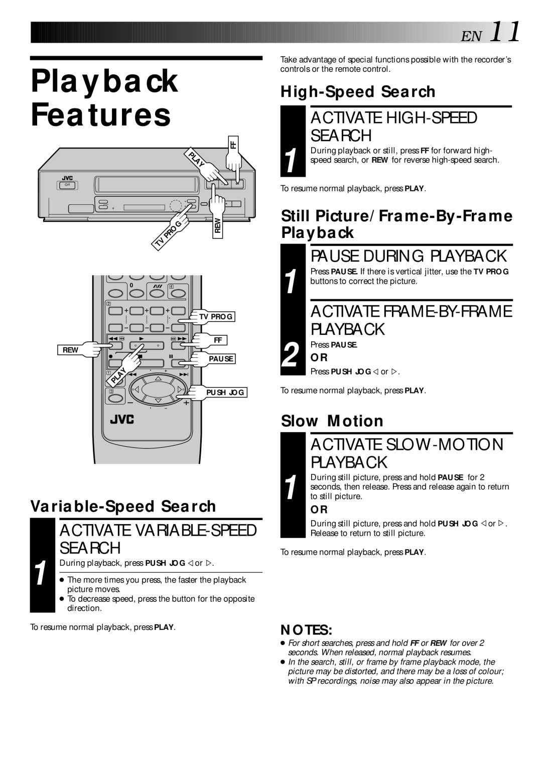 JVC HR-J347EM, LPT0002-0G4A specifications Playback Features, Activate HIGH-SPEED Search 