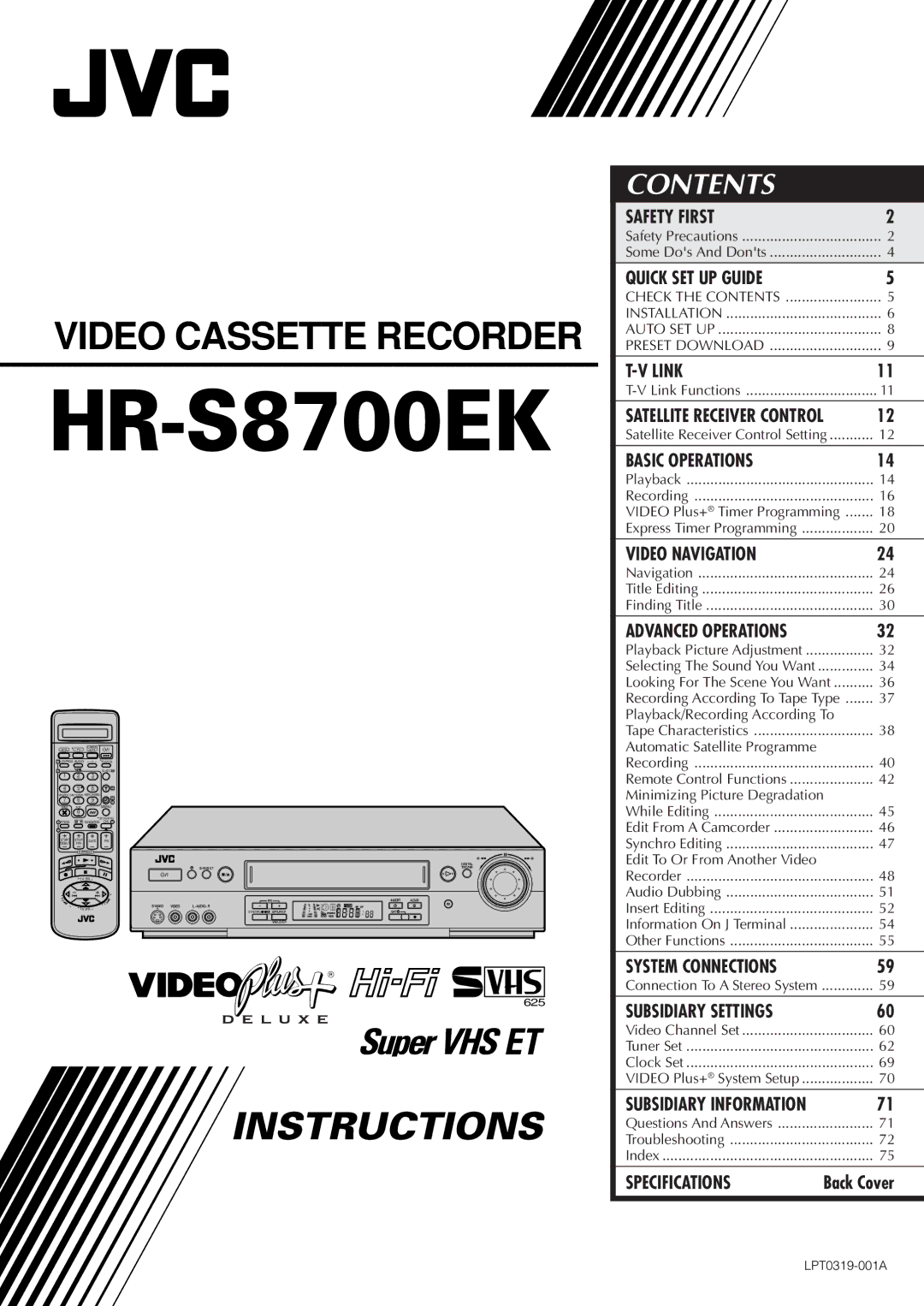 JVC HR-S8700EK, LPT0319-001A setup guide 