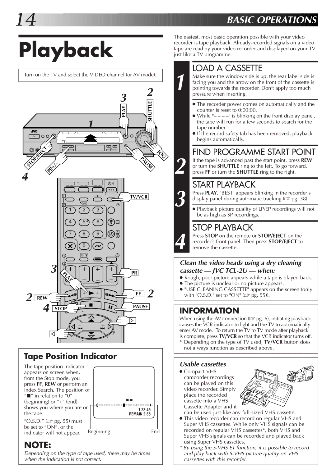 JVC LPT0319-001A, HR-S8700EK setup guide Load a Cassette, Find Programme Start Point, Start Playback, Stop Playback 