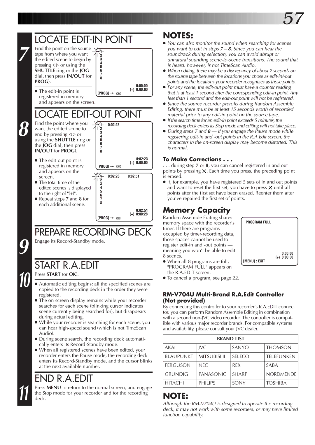 JVC HR-S9700EK, LPT0320-001B setup guide Locate EDIT-IN Point, Locate EDIT-OUT Point, Start R.A.EDIT, End R.A.Edit 