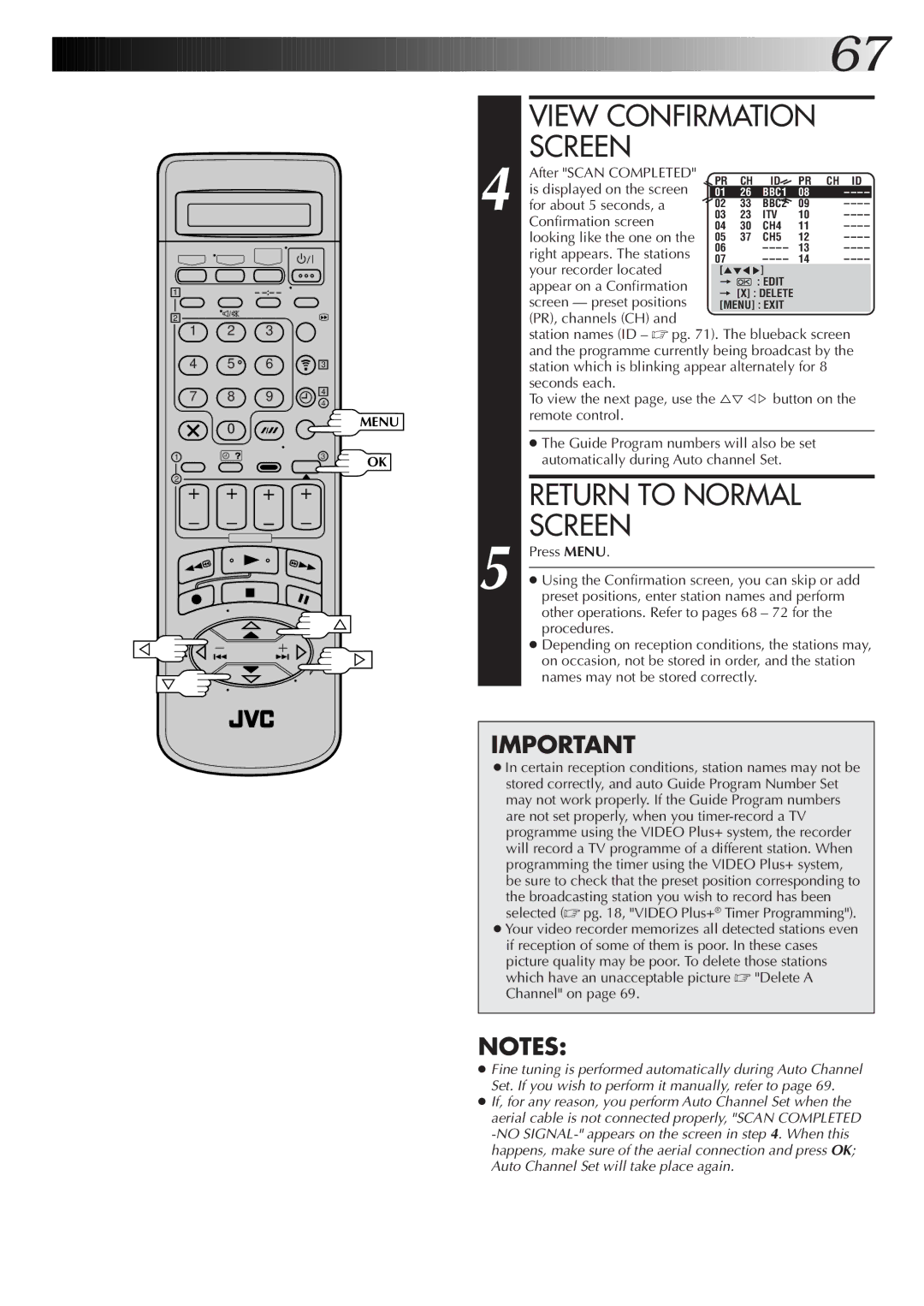 JVC HR-S9700EK, LPT0320-001B setup guide View Confirmation Screen 