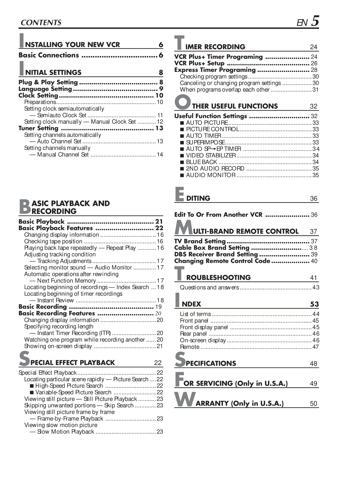 JVC LPT0345-001B manual Contents 