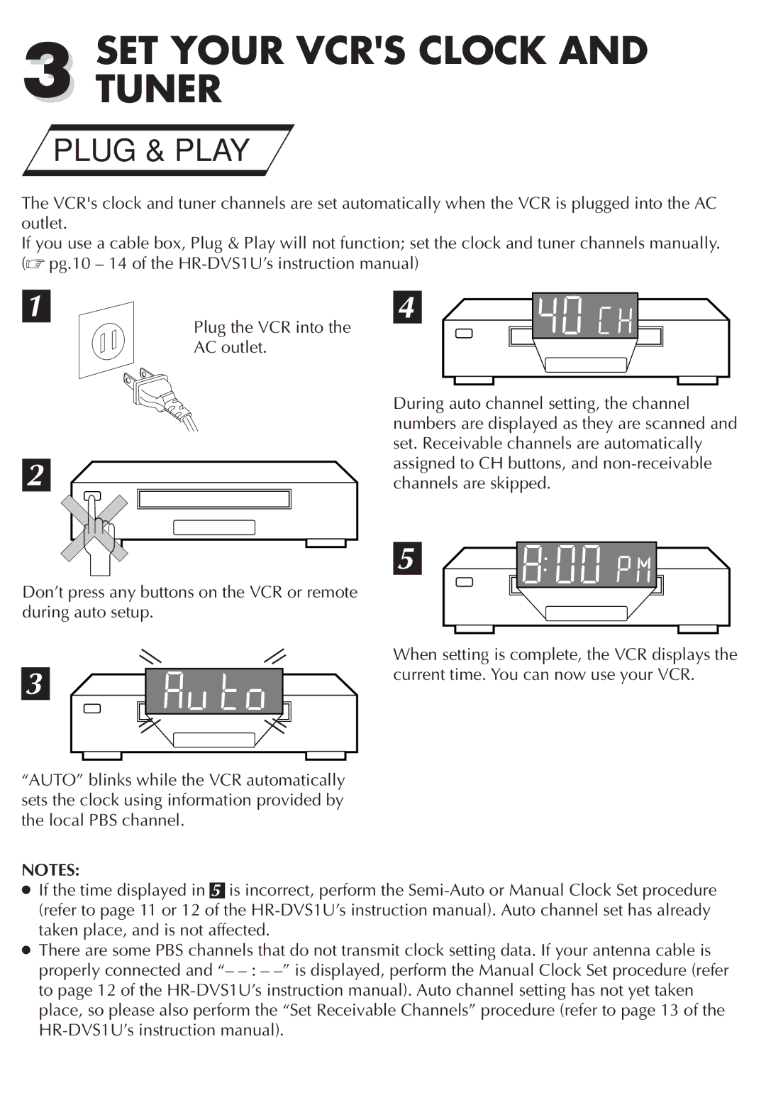 JVC LPT0383-002A, IYV*ID*VP quick start SET Your Vcrs Clock and Tuner, Plug & Play 