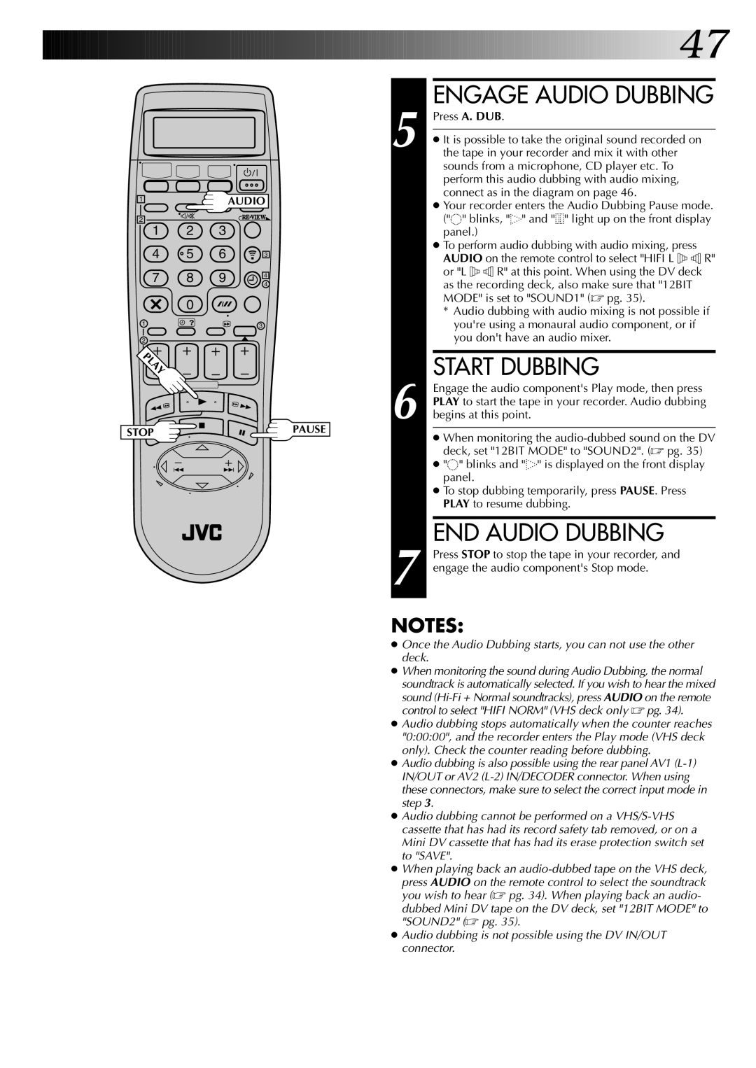 JVC SR-VS20EK, LPT0543-001A setup guide END Audio Dubbing 