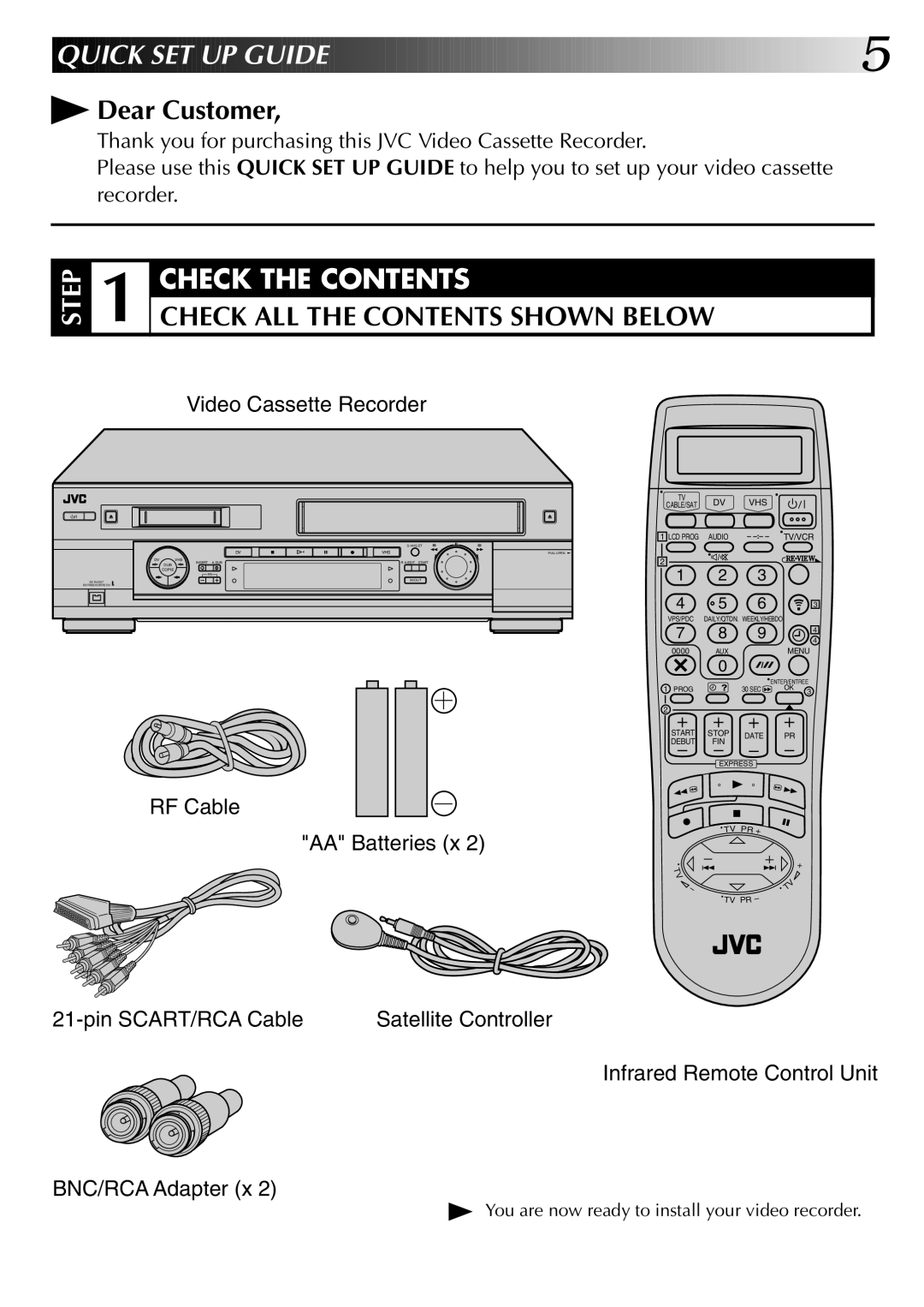 JVC SR-VS20EK, LPT0543-001A setup guide Quick SET UP Guide 