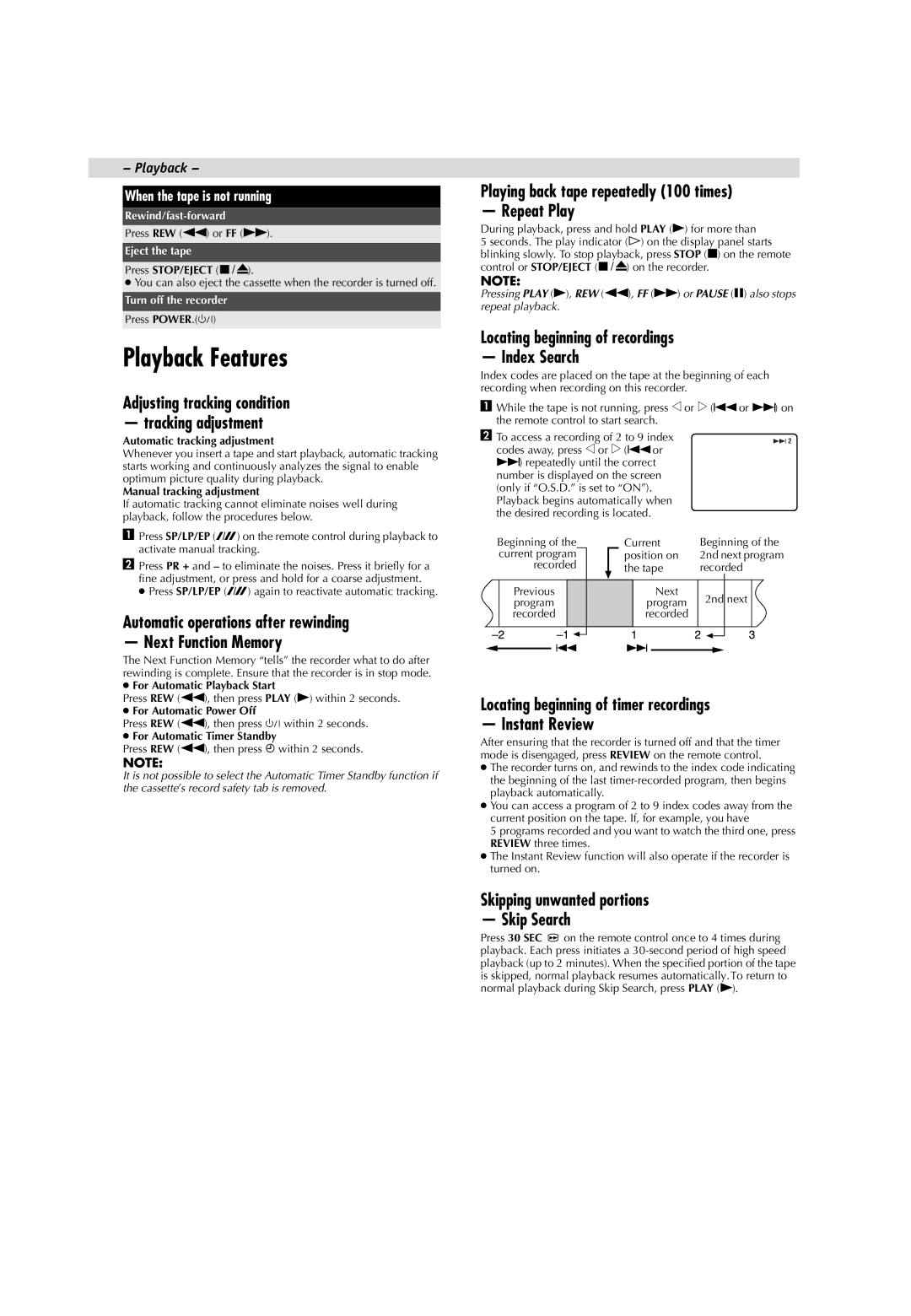 JVC LPT0593-001B manual Playback Features 