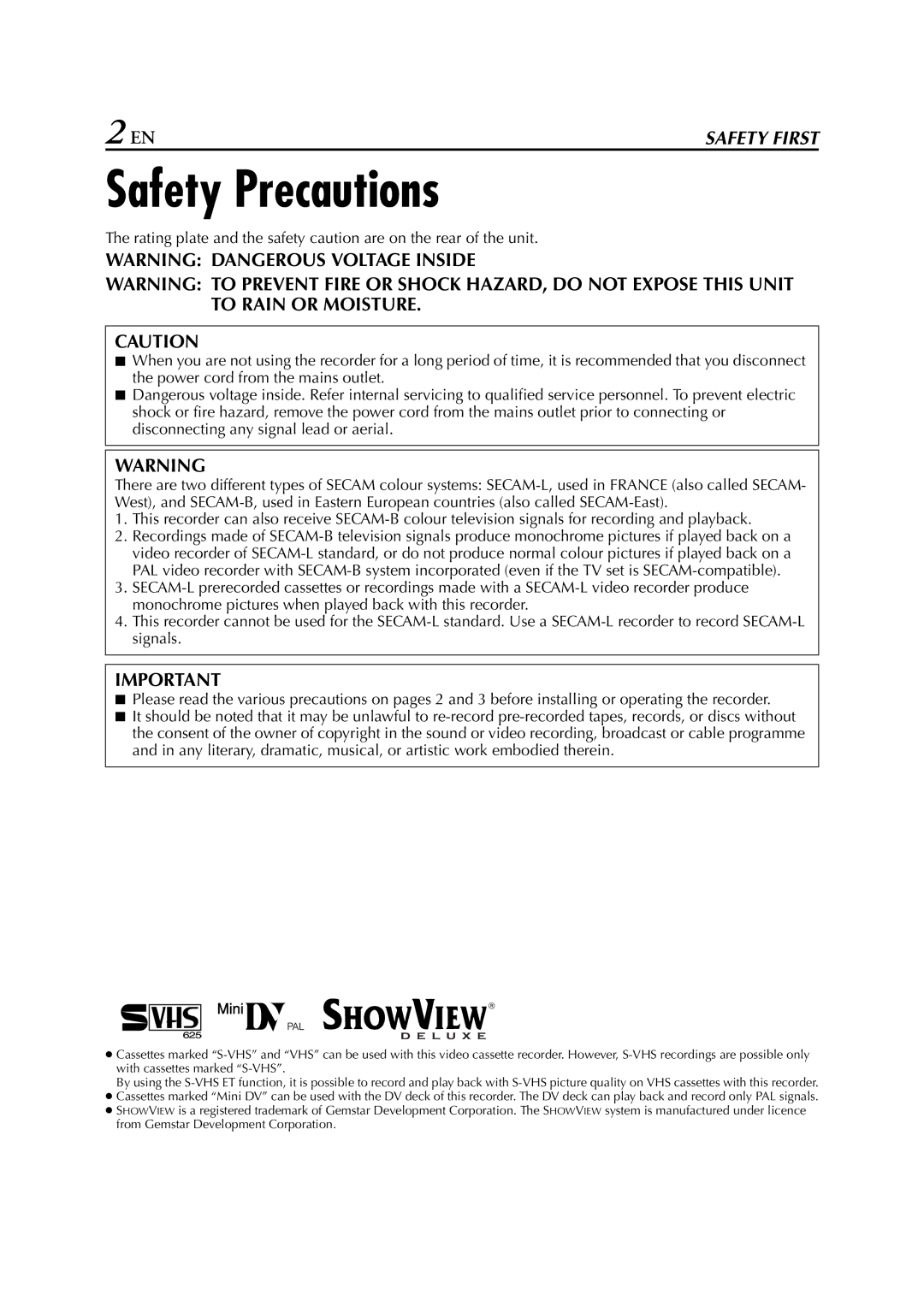 JVC LPT0616-001A specifications Safety Precautions 