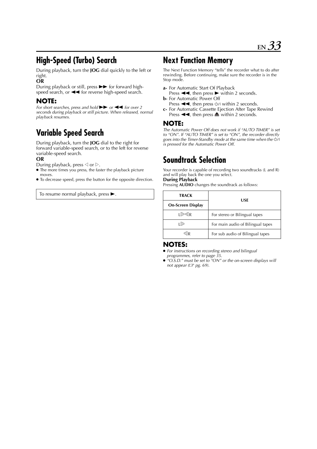 JVC LPT0616-001A specifications High-Speed Turbo Search 