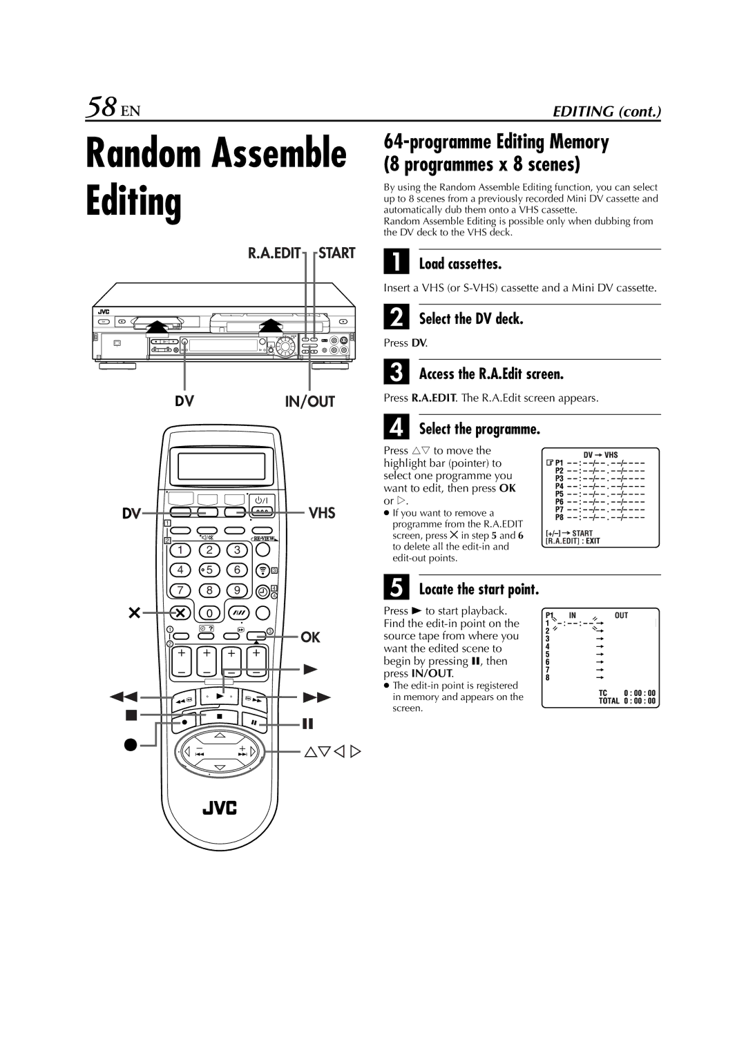 JVC LPT0616-001A 58 EN, Access the R.A.Edit screen, Select the programme, Press R.A.EDIT. The R.A.Edit screen appears 