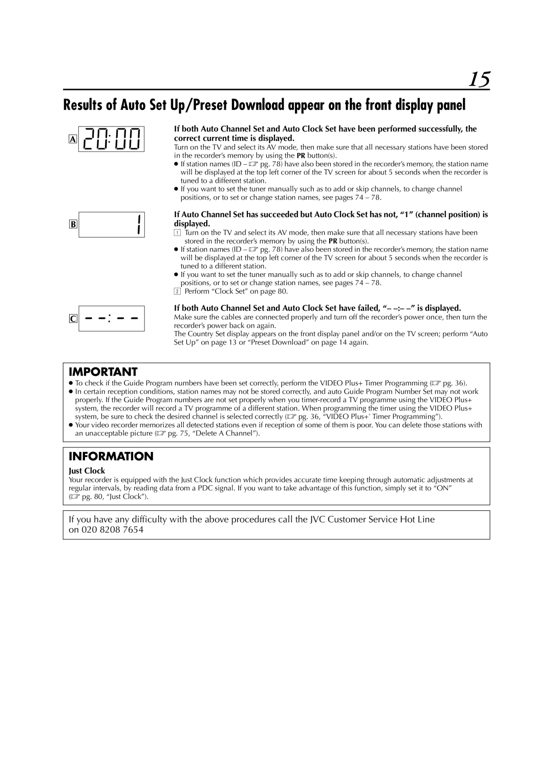 JVC HR-DVS3EK, LPT0617-001A specifications  pg , Just Clock 