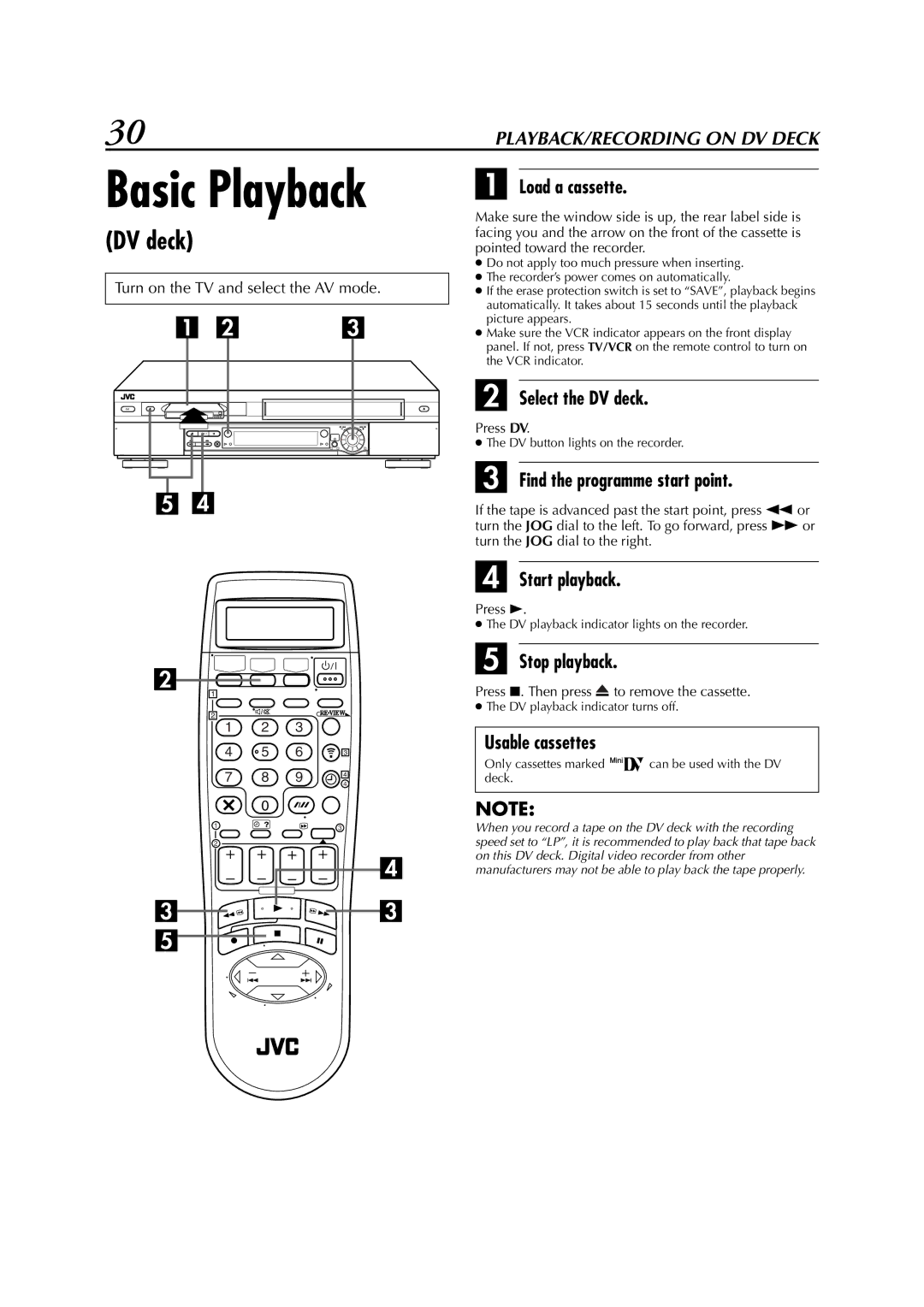 JVC LPT0617-001A, HR-DVS3EK specifications Select the DV deck, Press DV, Find the programme start point 