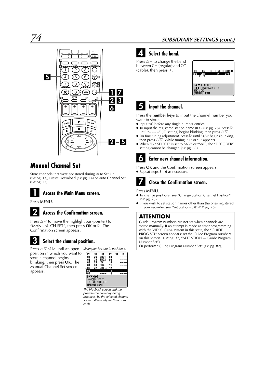 JVC LPT0617-001A, HR-DVS3EK specifications Manual Channel Set 