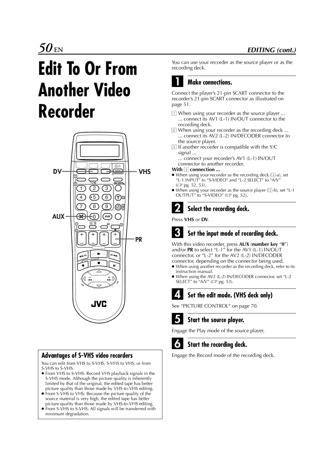 JVC LPT0640-001A specifications Another Video Recorder, 50 EN 