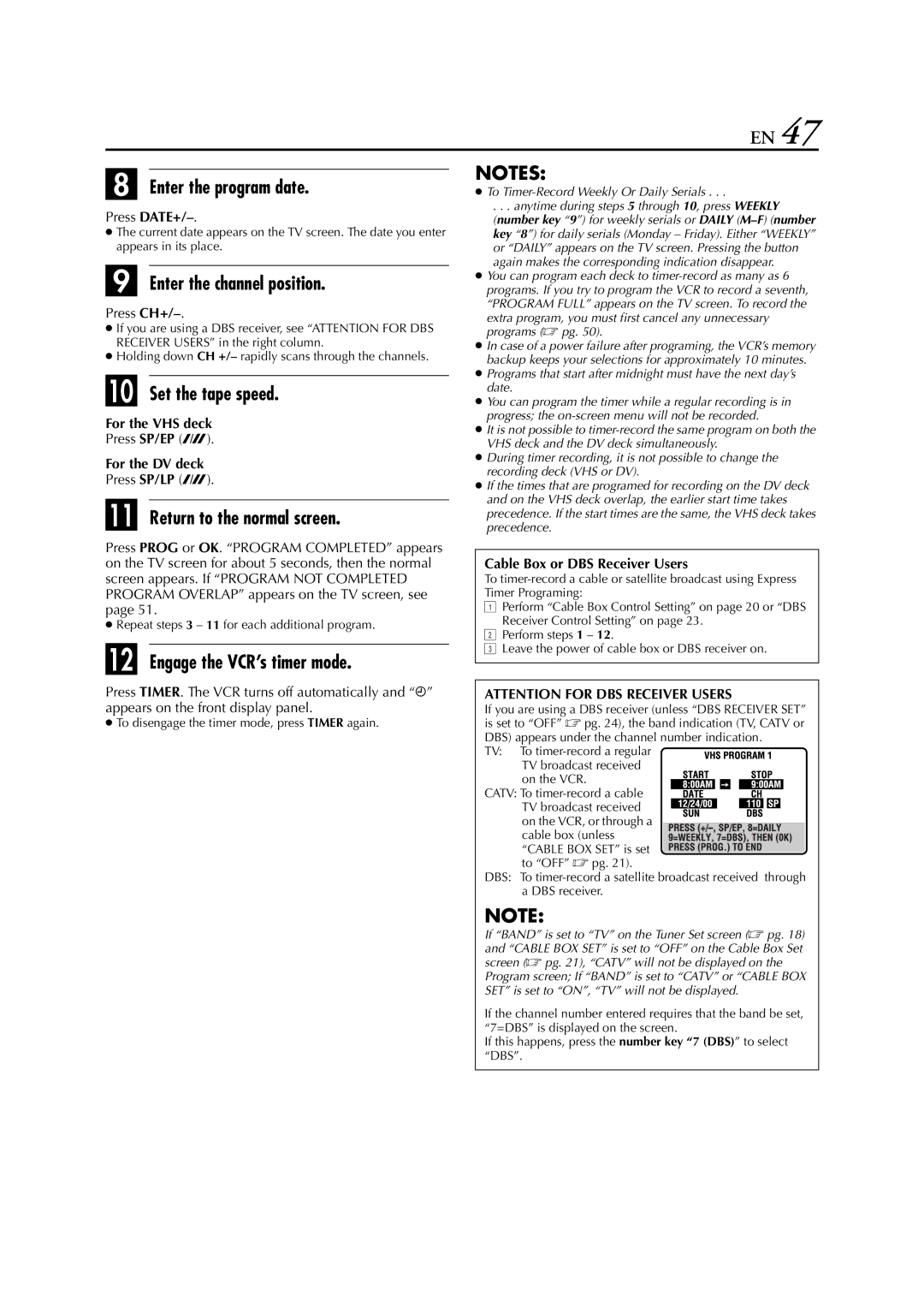 JVC LPT0641-001A manual Enter the program date, Enter the channel position, Press DATE+, Press CH+ 