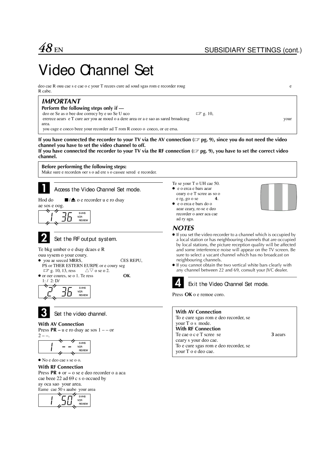 JVC LPT0649-001B, 0302MNV*ID*JVE specifications Video Channel Set, 48 EN 