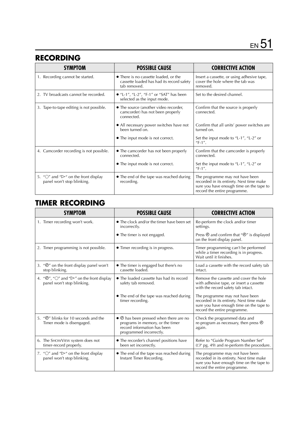 JVC 0302MNV*ID*JVE, LPT0649-001B specifications Recording 