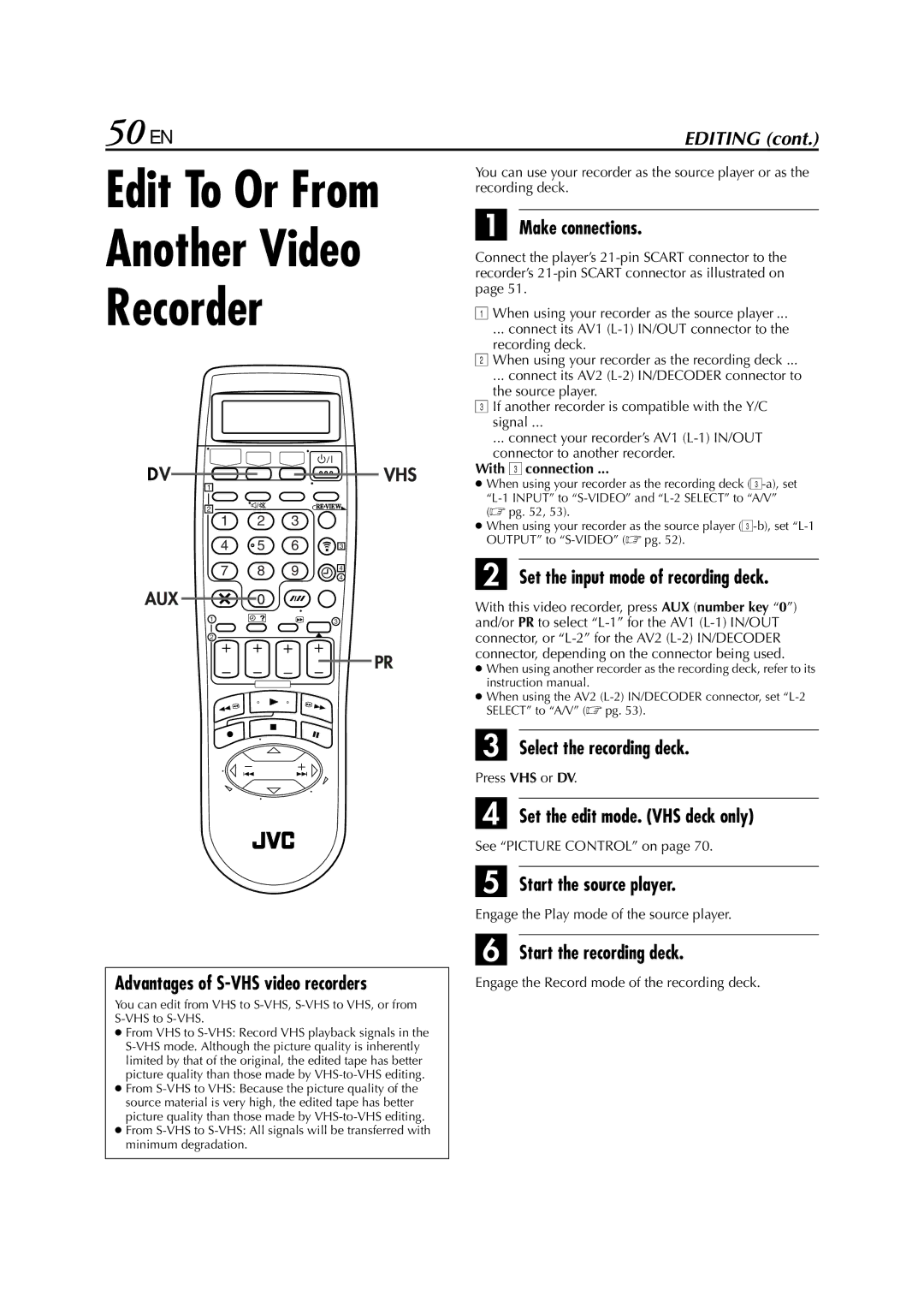 JVC LPT0678-001A specifications Another Video Recorder, 50 EN 