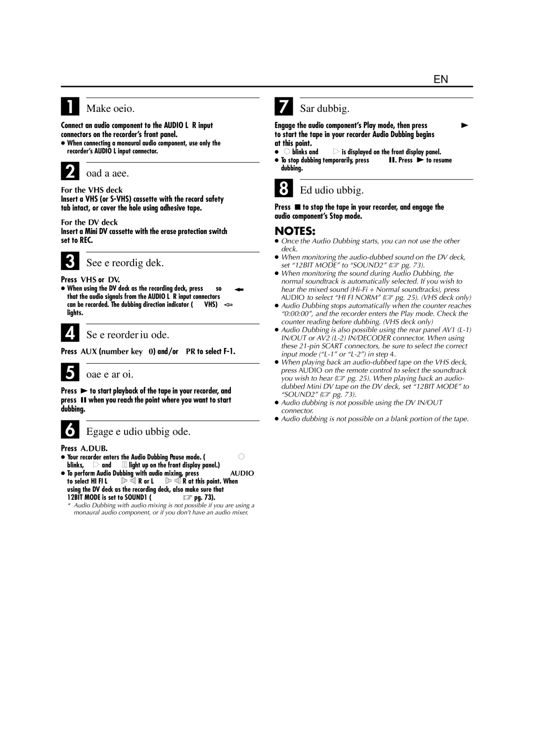 JVC LPT0678-001A specifications Engage the Audio Dubbing mode, End Audio Dubbing, Press A.DUB 