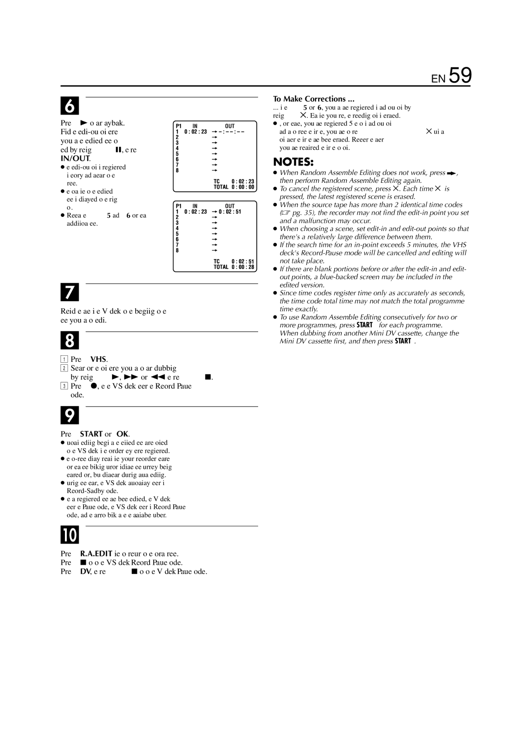 JVC LPT0678-001A Locate the end point, Prepare the source tape, Start Random Assemble Editing, End Random Assemble Editing 