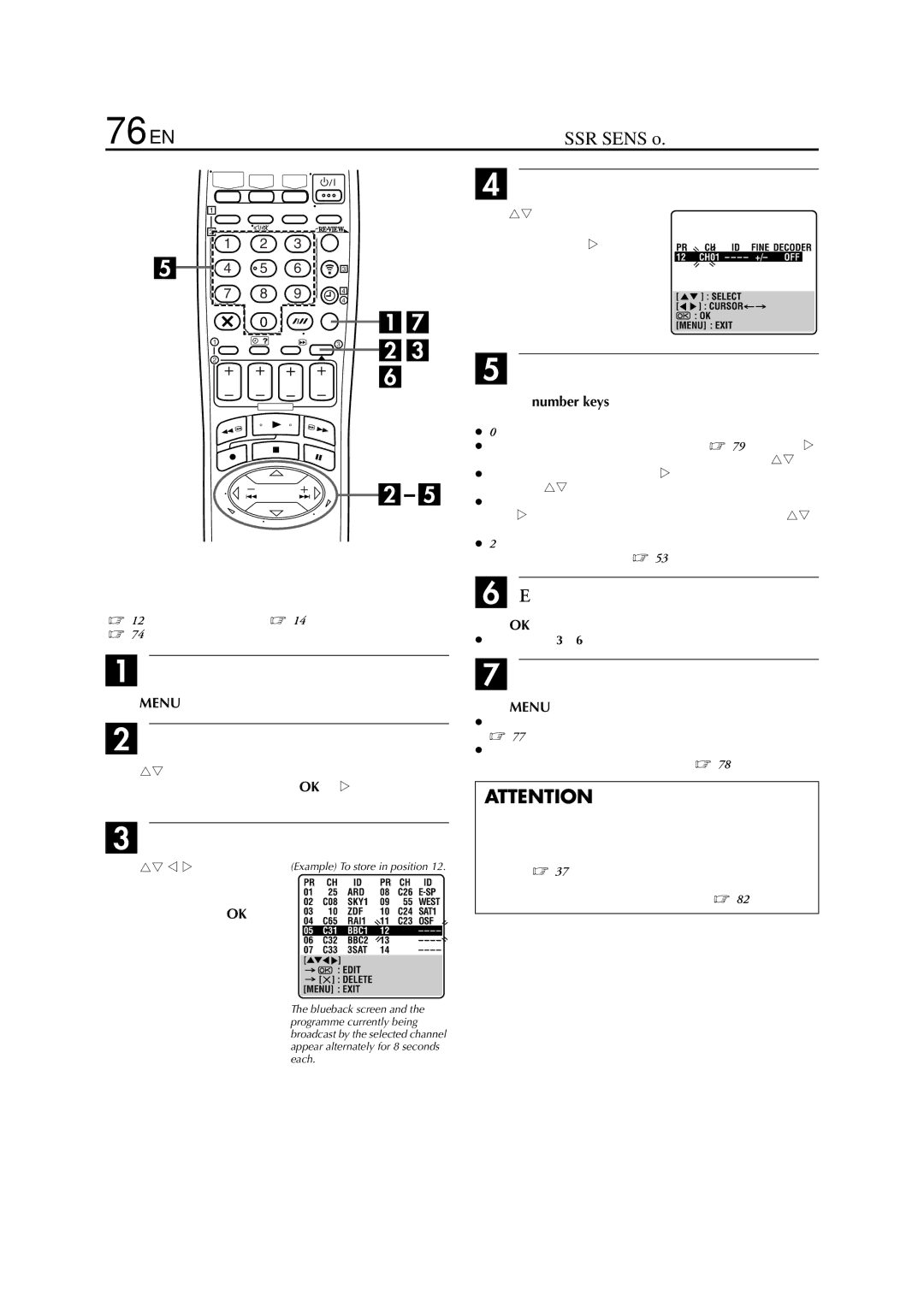 JVC LPT0678-001A specifications 76 EN, Manual Channel Set 