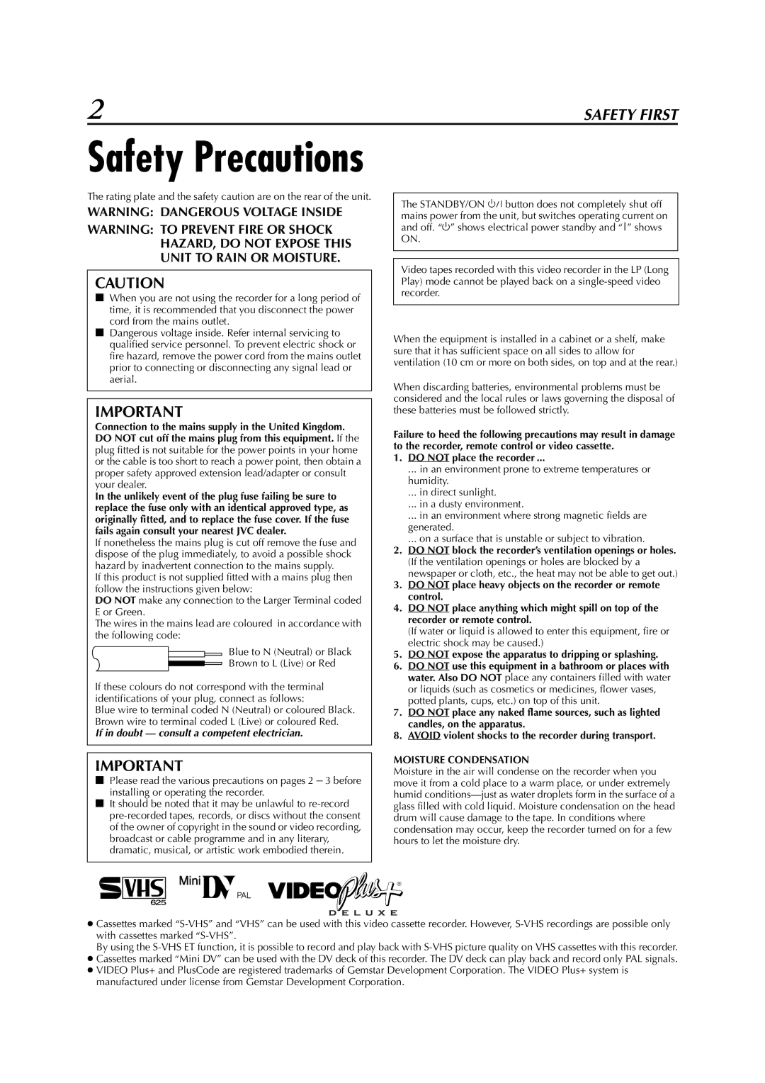 JVC LPT0679-001B specifications Do not place the recorder, Do not expose the apparatus to dripping or splashing 