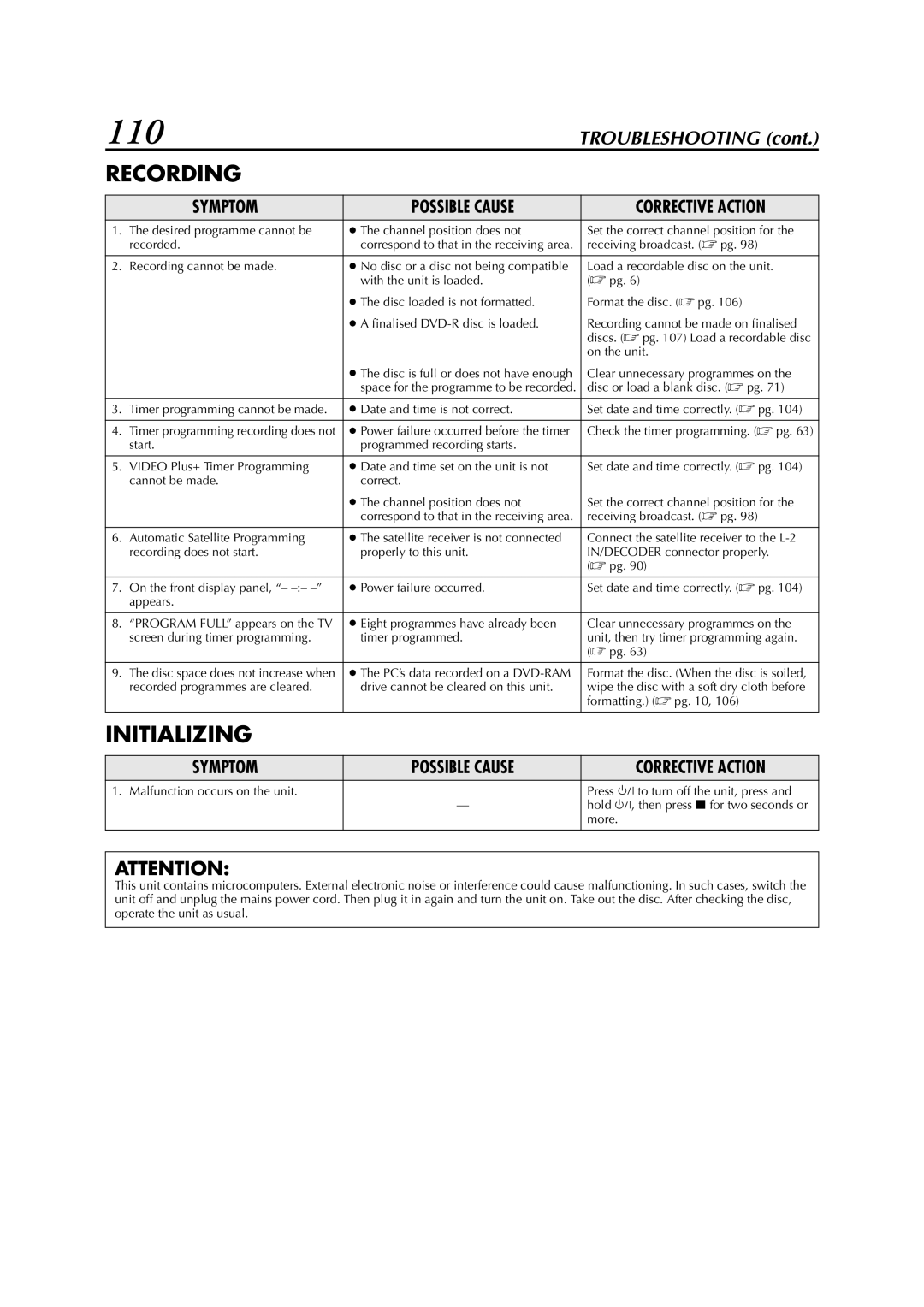 JVC LPT0827-001B, DR-M1SLB manual 110, Recording 