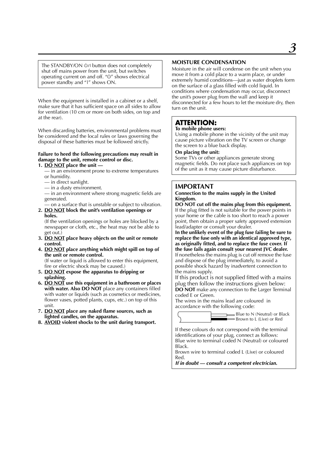 JVC DR-M1SLB, LPT0827-001B manual Moisture Condensation 