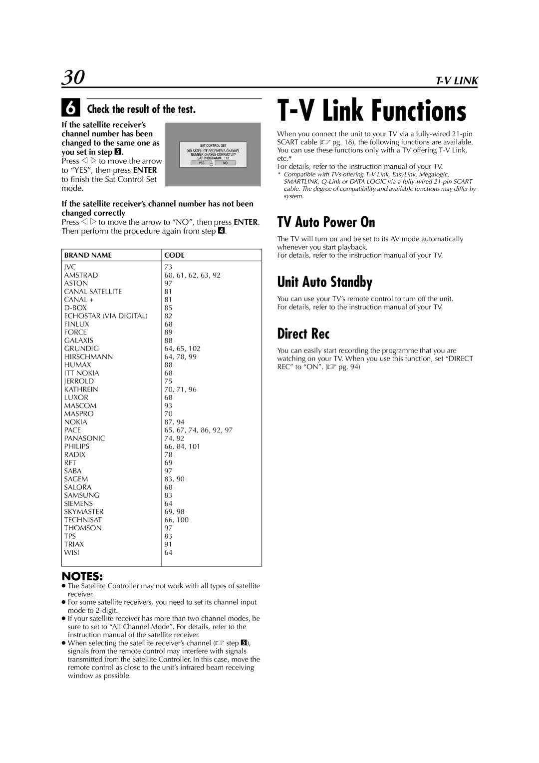 JVC LPT0827-001B, DR-M1SLB manual TV Auto Power On, Unit Auto Standby Direct Rec, Check the result of the test 