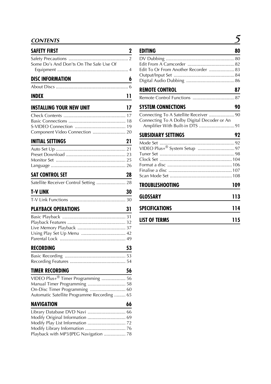 JVC DR-M1SLB, LPT0827-001B manual Contents 