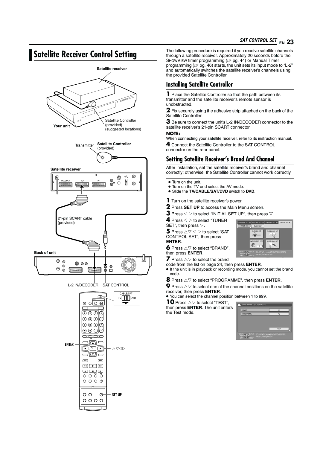 JVC LPT0923-001A manual Installing Satellite Controller 