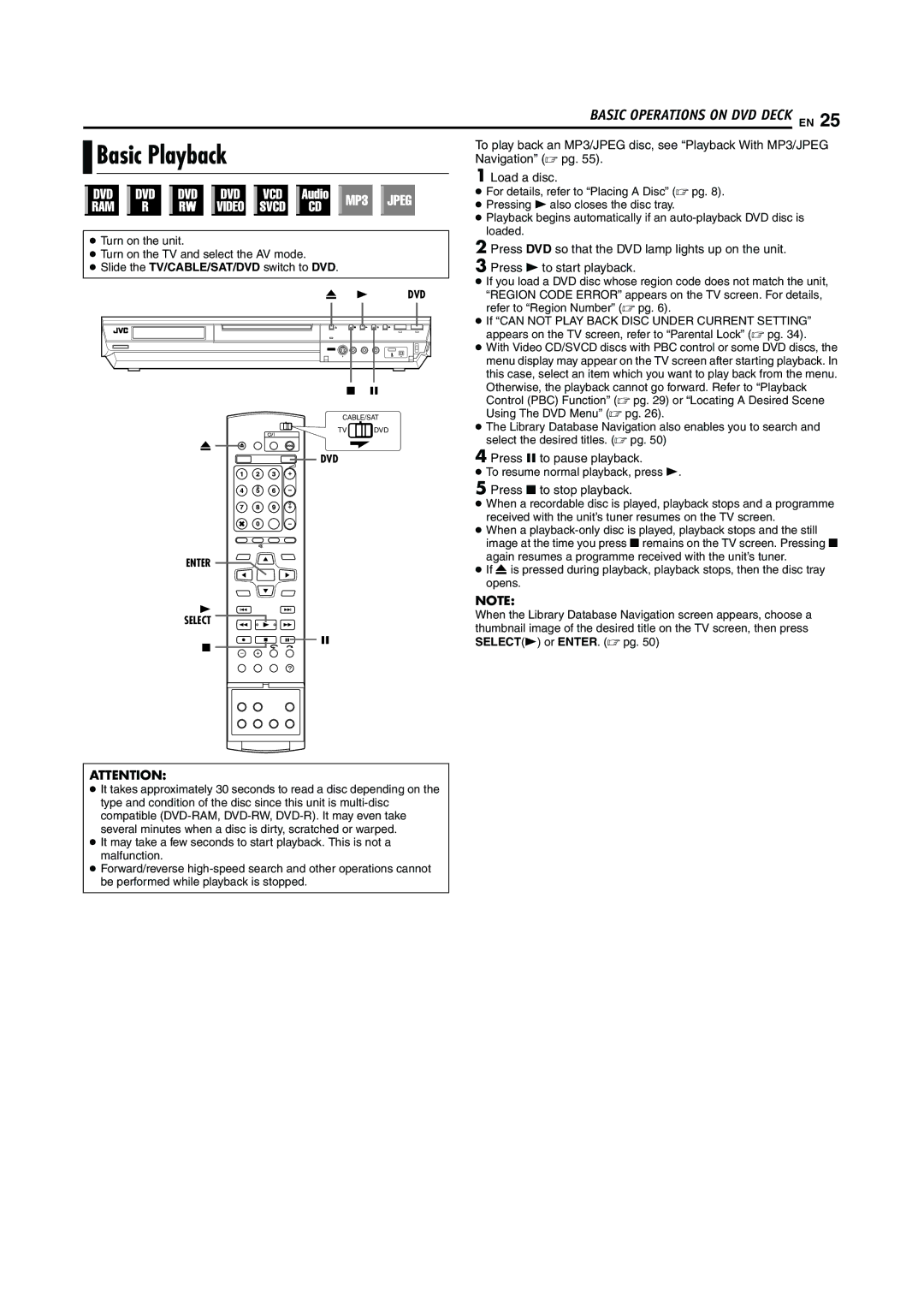 JVC LPT0923-001A manual Basic Playback 