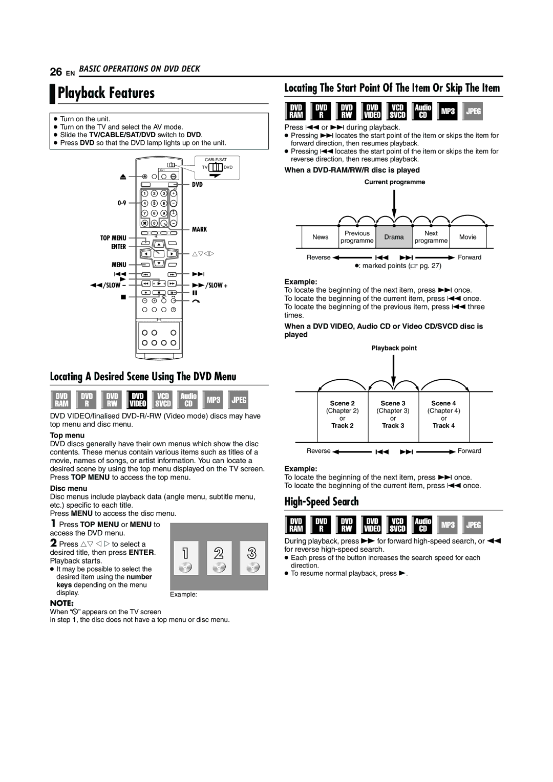 JVC LPT0923-001A manual Playback Features, High-Speed Search 