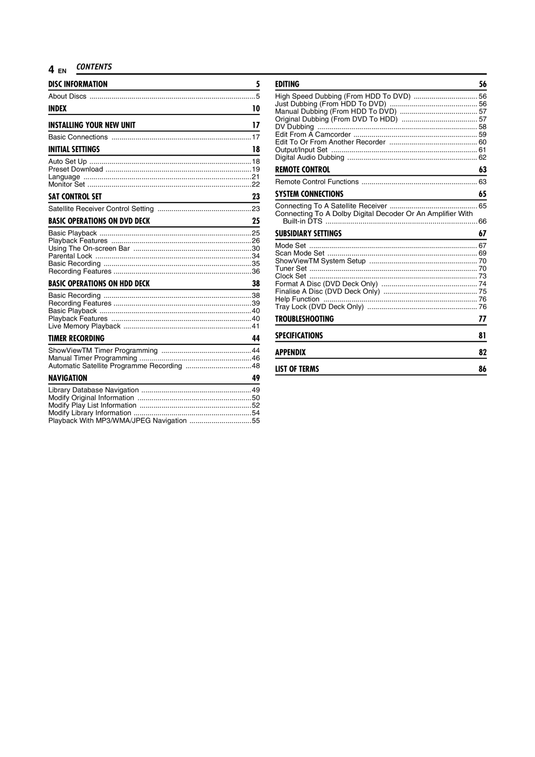 JVC LPT0923-001B manual Contents 