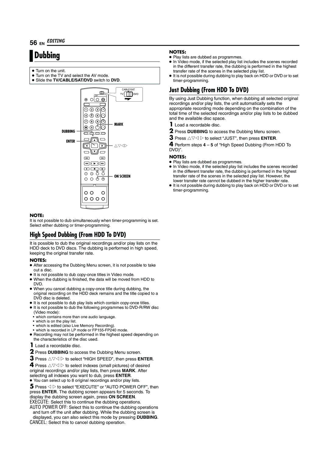 JVC LPT0923-001B manual Just Dubbing From HDD To DVD, High Speed Dubbing From HDD To DVD, Dvd 