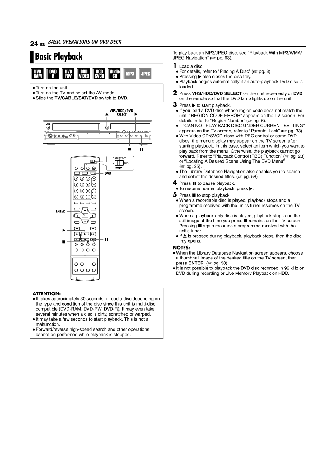 JVC LPT0976-001B, 1204MNH-SW-VE manual Basic Playback 