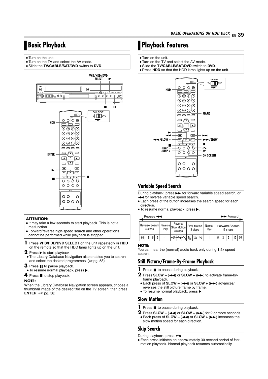 JVC 1204MNH-SW-VE, LPT0976-001B manual Basic Playback Playback Features, Still Picture/Frame-By-Frame Playback 