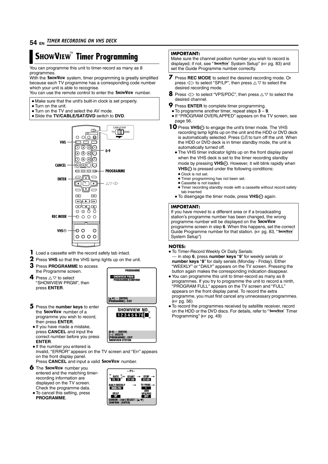 JVC LPT0976-001B, 1204MNH-SW-VE manual BTimer Programming, Programme 