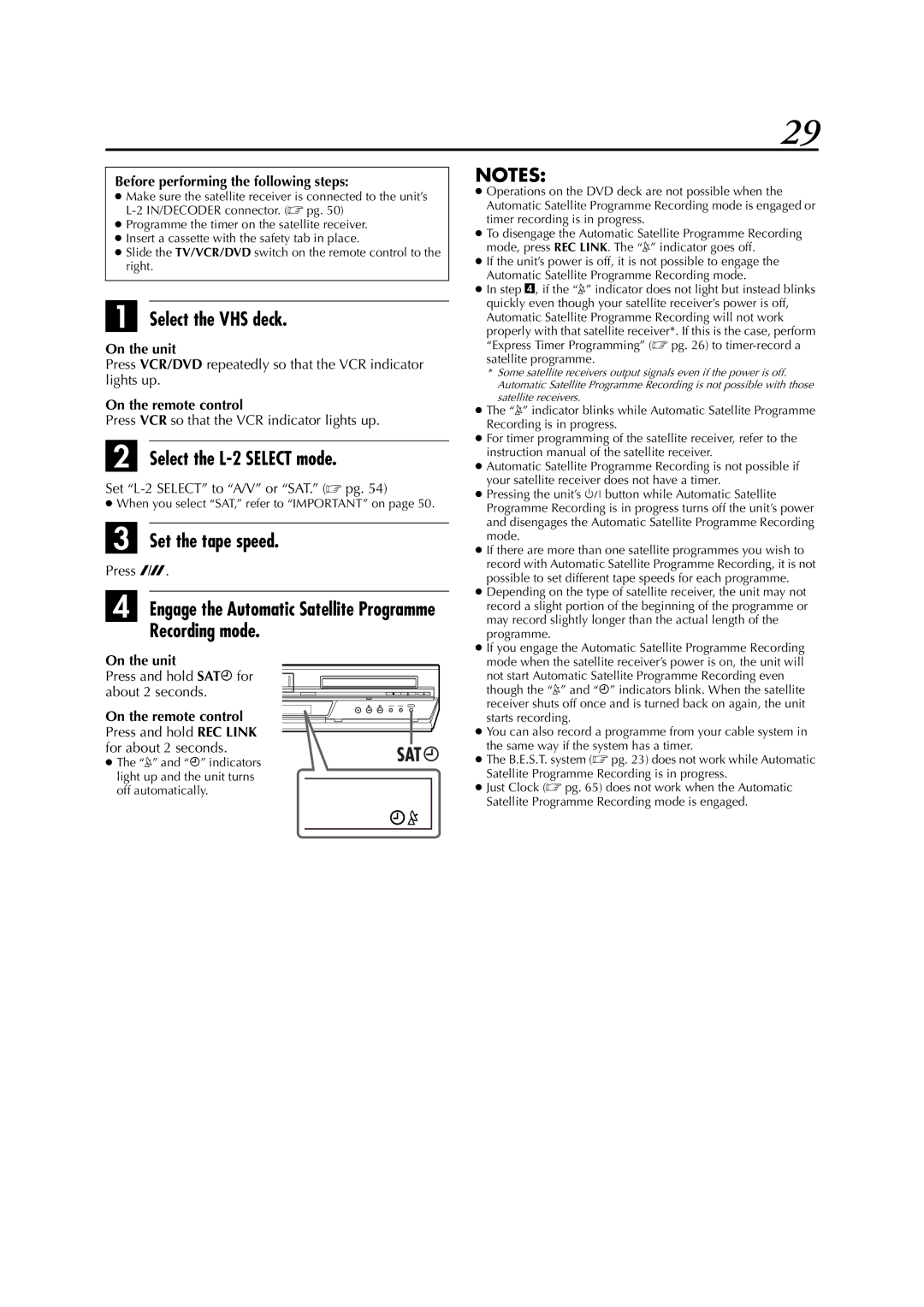 JVC LPT0991-001A manual Select the L-2 Select mode, Recording mode, Before performing the following steps 