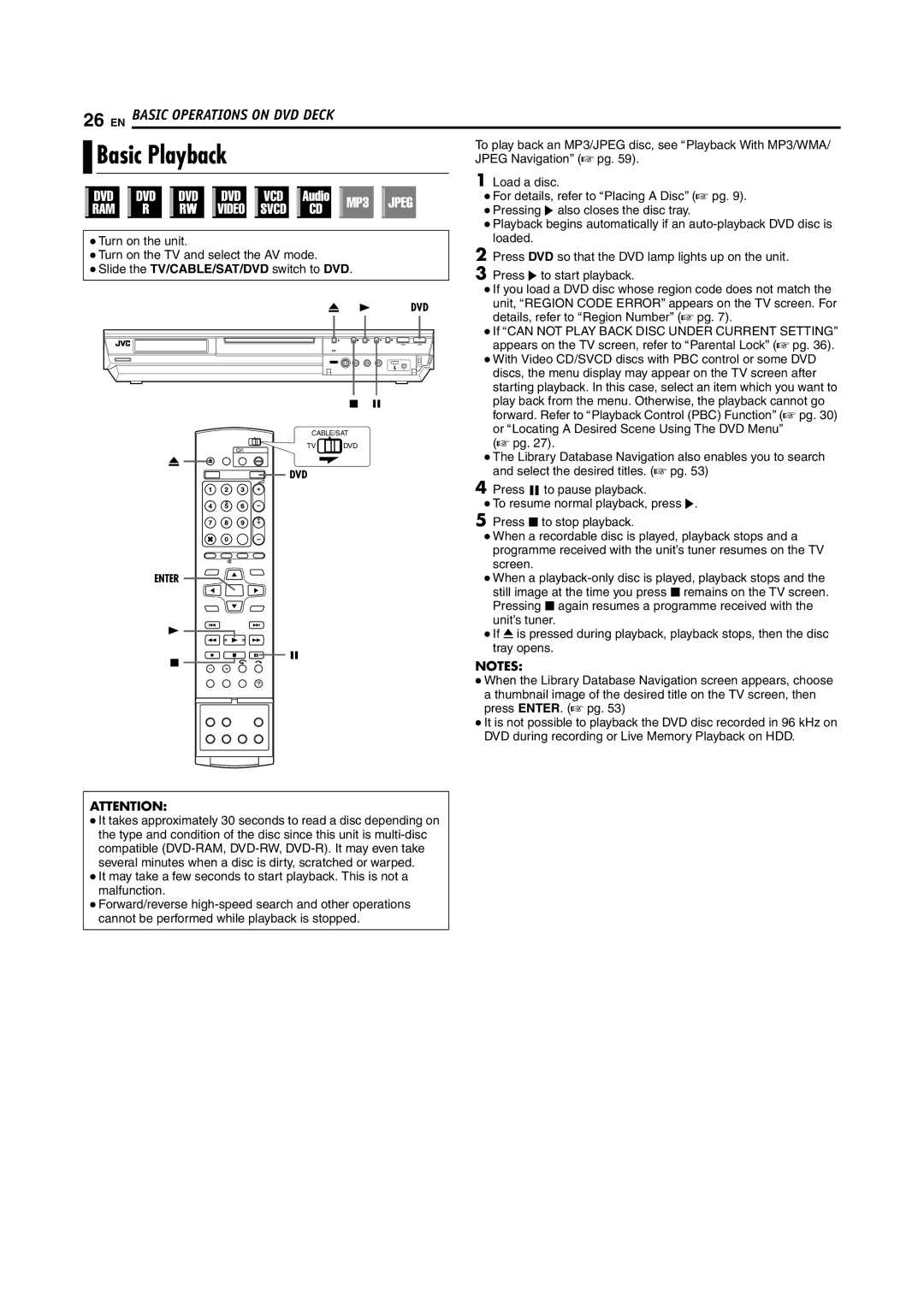 JVC LPT1029-001A manual Basic Playback 