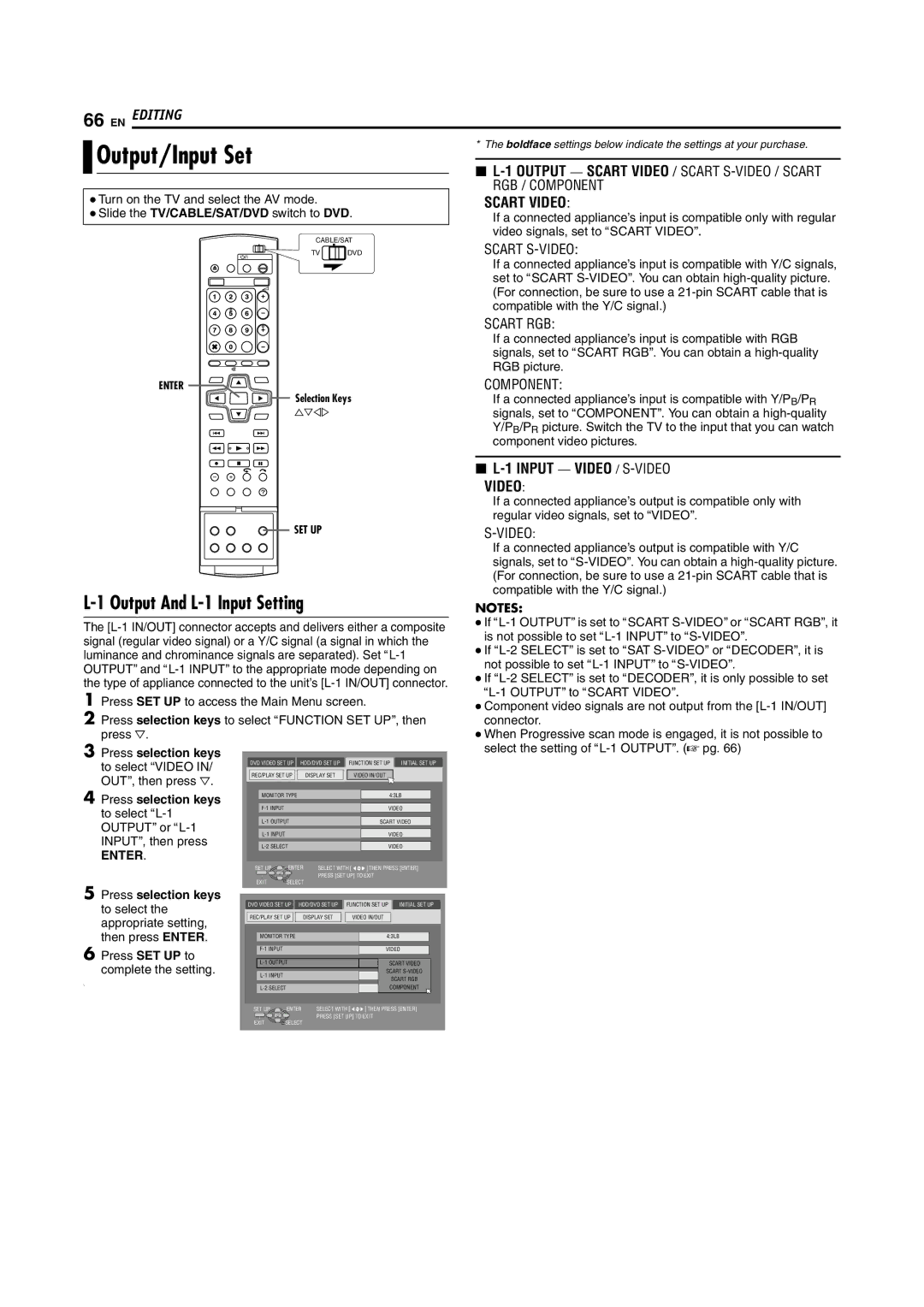 JVC LPT1029-001A manual Output/Input Set, Output And L-1Input Setting 