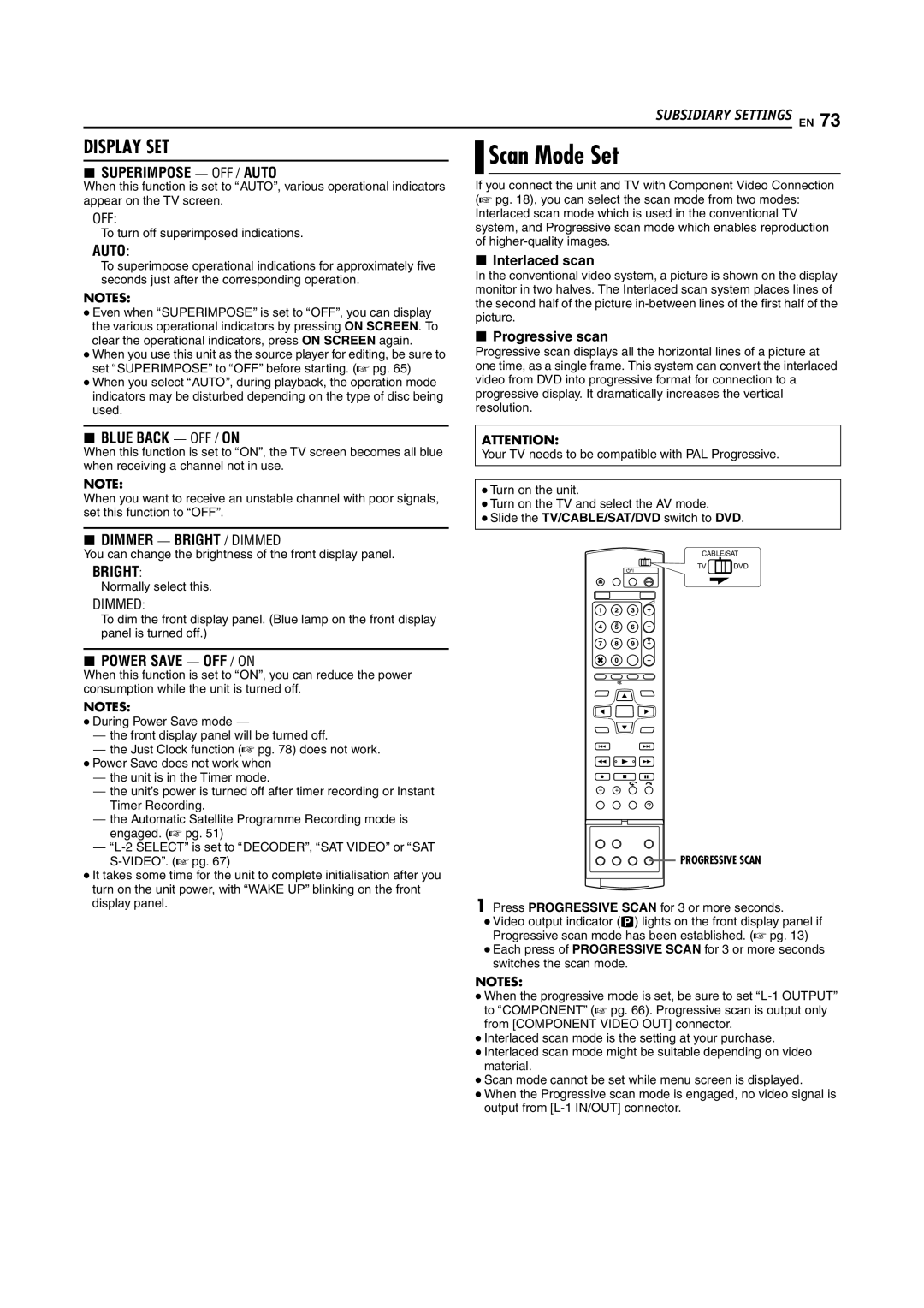 JVC LPT1029-001A manual Scan Mode Set, To turn off superimposed indications, Normally select this 