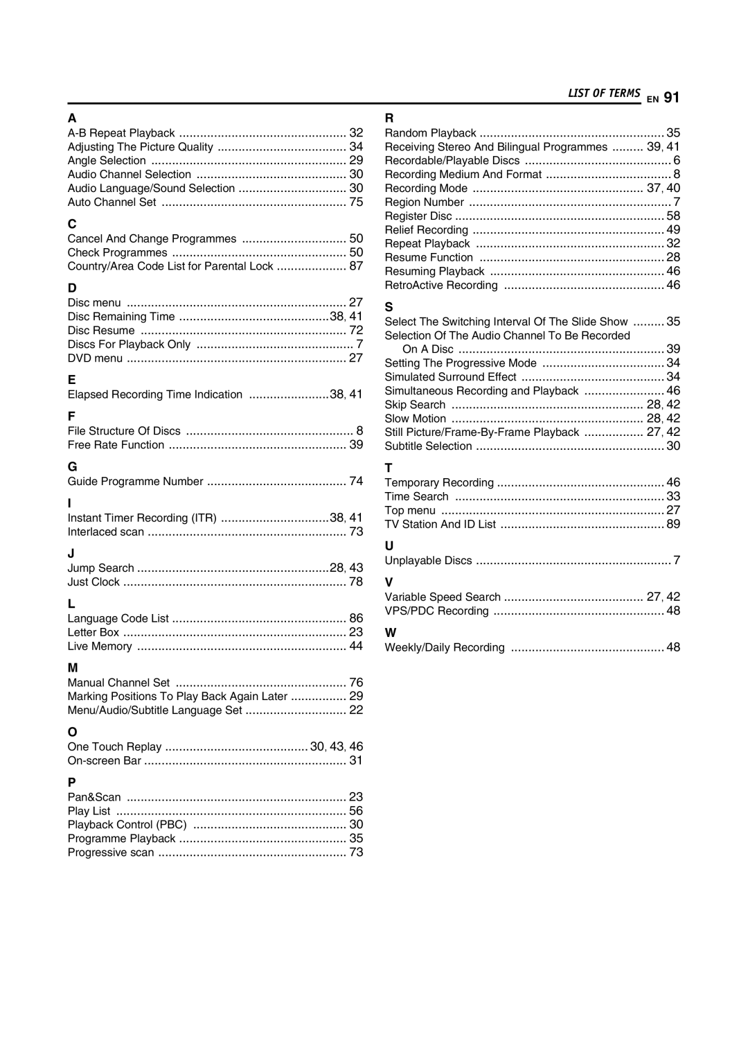 JVC LPT1029-001A manual Audio Language/Sound Selection, Country/Area Code List for Parental Lock 