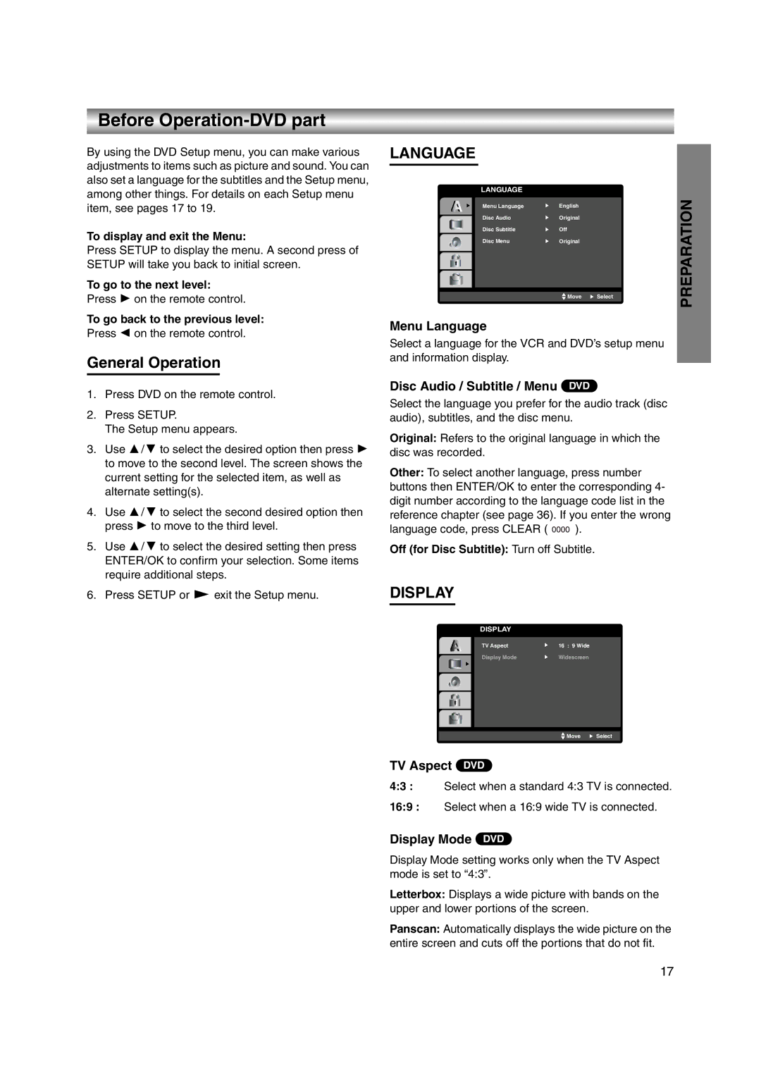 JVC LPT1056-001A manual Before Operation-DVD part, General Operation 