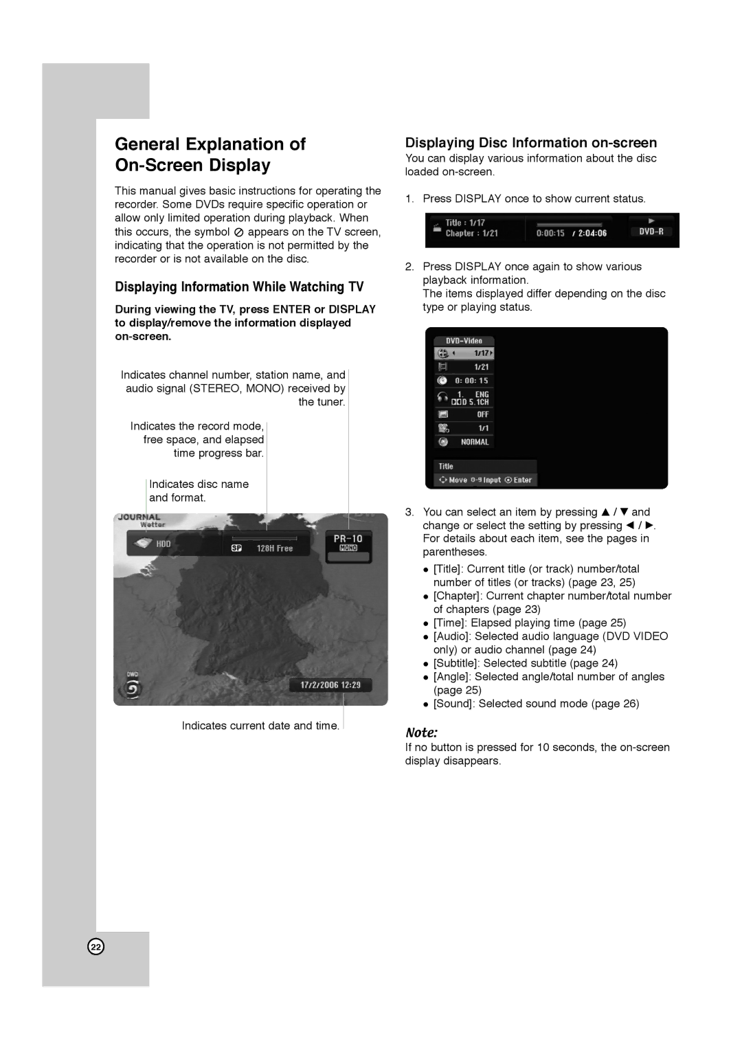 JVC LPT1132-001A manual General Explanation On-Screen Display, Displaying Information While Watching TV 